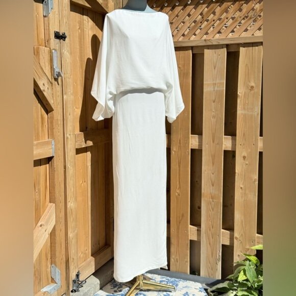 🆕 RAT & BOA 🧿 NWOT Margot Boatneck Long Sleeve Open Back White Maxi, Sz XXS - Picture 4 of 16